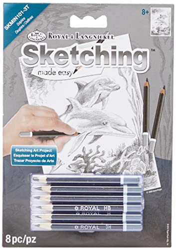 ROYAL BRUSH Mini Sketching Made Easy Kit, 5 by 7-Inch, Dolphins
