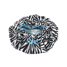 Load image into Gallery viewer, Reusable Shower Cap &amp; Bath Cap &amp; Lined, Oversized Waterproof Shower Caps Large Designed for All Hair Lengths with PEVA Lining &amp; Elastic Band Stretch Hem Hair Hat - Fashionista Sassy Stripes
