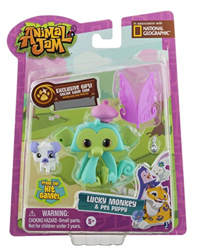 Animal Jam Lucky Monkey and Pet Puppy blister card with online game code