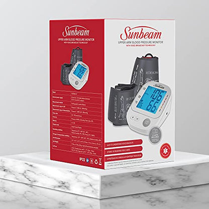 Sunbeam HL858A2-LT Automatic Upper Arm Blood Pressure Monitor with Voice Broadcast Technology, 2 Cuffs in Standard and XL, Clinically Tested, Storage Case, Power Adapter and Batteries Included