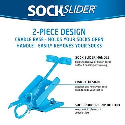Allstar Innovations - Sock Slider - The Easy on, Easy off Sock Aid Kit & Shoe Horn | Pain Free No Bending, Stretching or Straining System that Packs up for Convenient Travel, As Seen on TV
