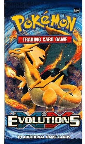 Pokemon TCG XY Evolutions booster pack with Mega Charizard Y on the front