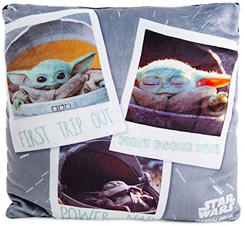 Disney Star Wars The Mandalorian Baby Yoda The Child Squishy Plush Throw Pillow - 12x12 inches - Realmdrop Shop