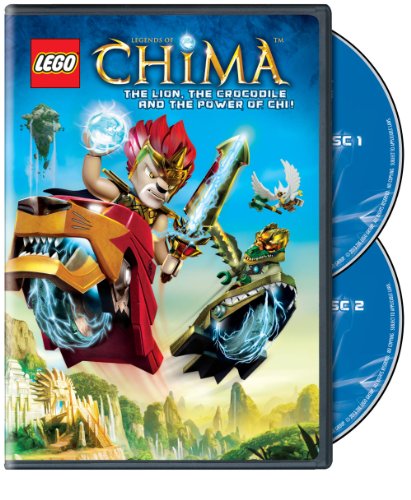 Two-disc DVD cover with a brick-built lion and crocodile warrior clashing in the sky