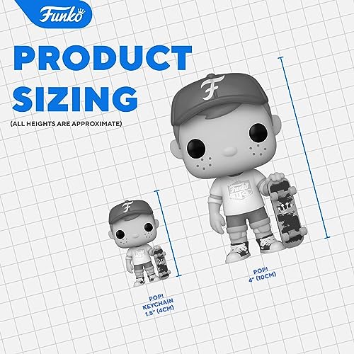 Size chart: a 1.5 inch keychain figure beside a 4 inch Pop figure