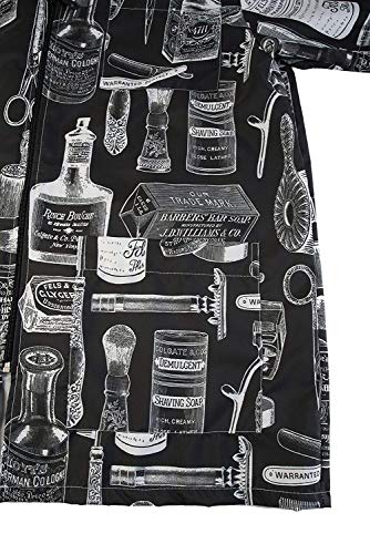 Betty Dain Vintage Print Barber Jacket, Throwback Style Illustrated Print, Black - Realmdrop Shop