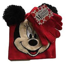 Load image into Gallery viewer, Disney Minnie Mouse Pom Pom Knit Cap and Glove Set
