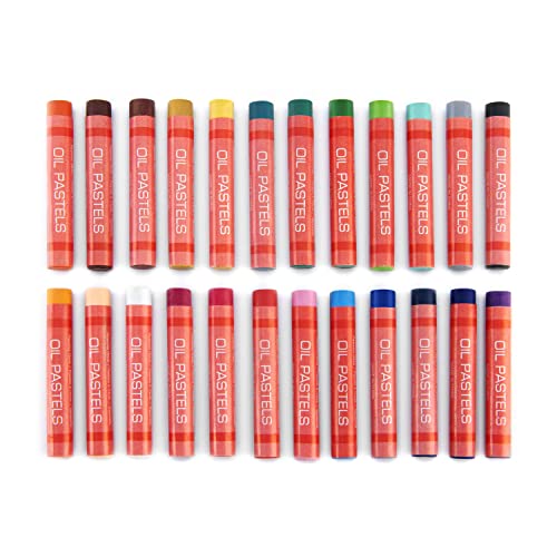 All 24 oil pastels lined up in two rows showing each color