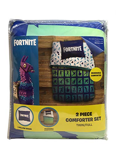 Fortnite 2 piece twin/full comforter set in its package with a llama