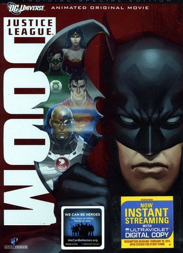 Justice League: Doom special edition DVD cover, Batman's face beside the League