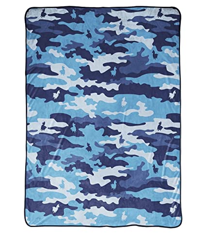 Blue camouflage blanket with small llama silhouettes