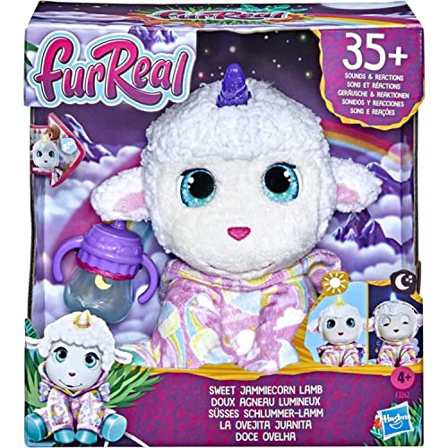 FurReal Sweet Jammiecorn Lamb in its window box with bottle, 35+ sounds and reactions