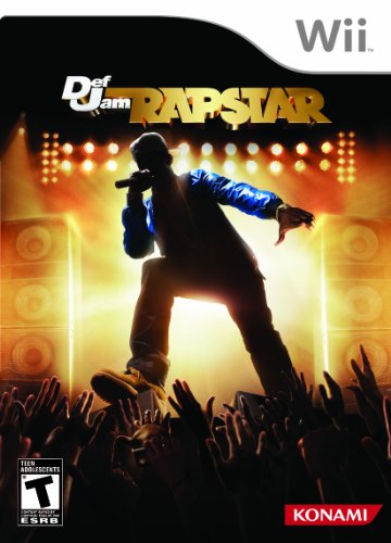 Wii game cover with a rapper silhouetted on stage over a cheering crowd