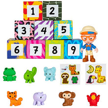 Load image into Gallery viewer, Blippi Surprise Boxes, Learning About Animals - Features Tiger, Monkey, Elephant, Rhino, Parrot, Frog, Chameleon, Plus Stickers - Educational Toys for Toddlers and Kids , White
