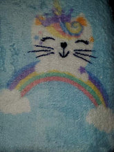 Load image into Gallery viewer, Warm and Snuggly Rainbow Kitty Throw Blanket Caticorn 50x60in
