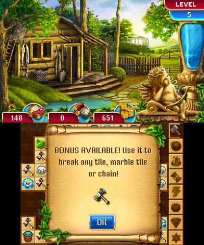 Bonus available popup with a hammer over a log cabin scene