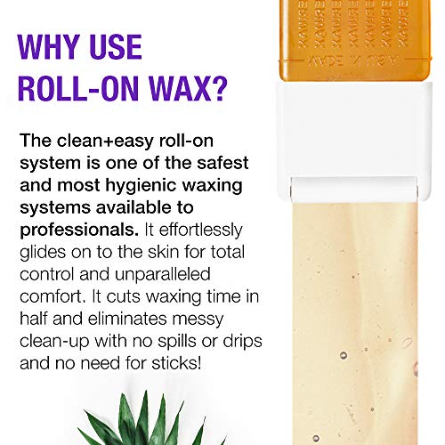 Why use roll-on wax: amber wax cartridge rolling a strip of wax