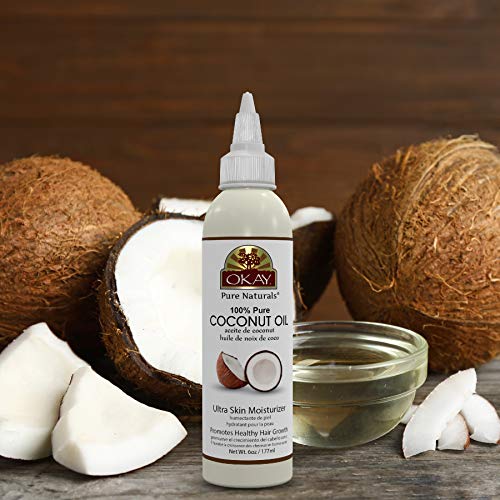 OKAY | 100% Pure Coconut Oil | For All Hair Textures & Skin Types | Ultra Skin Moisturizer & Promotes Healthy Hair Growth | All Natural | Free Of Parabens, Silicones, Sulfates , yellow , 4 Oz - Realmdrop Shop