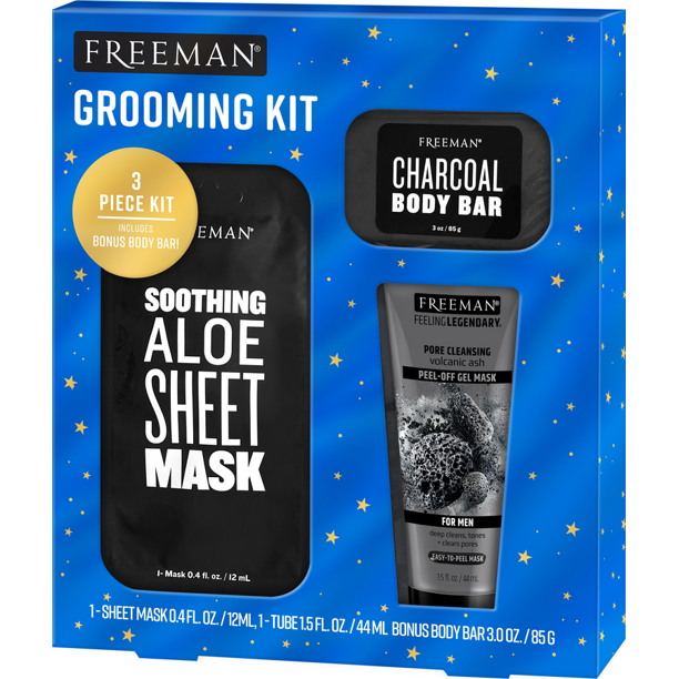 Freeman Limited Edition Men's Grooming Holiday Kit, 3 Piece Gift Set