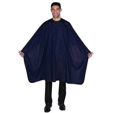 Load image into Gallery viewer, Betty Dain Premier Barber Cutting/Styling Cape, Black Trim Piping, High-end Look, Soft, Lightweight, Water Resistant Nylon, Repels Hair, Snap Closure at Neck, Generous 54 x 60 inch Size, Navy
