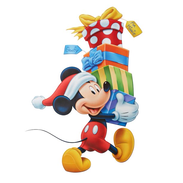 Disney Vinyl Wall Cling-Mickey w/Stack of Presents-Disney