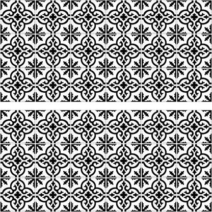 RoomMates RMK4649GM Ornate Black and White Tile Backsplash Peel and Stick Wall Decals