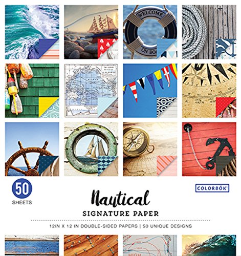 Colorbok Nautical Signature Paper pad, 50 sheets with ships, maps, rope and anchors
