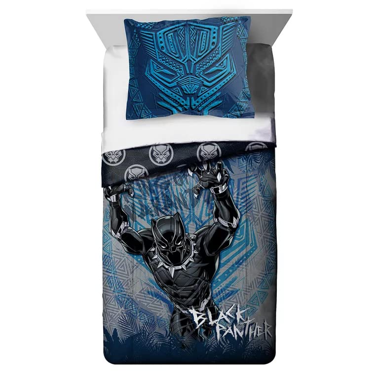 Franco Kids Bedding for Full/Twin Bed - Reversible Comforter and Pillow Sham (Black Panther)