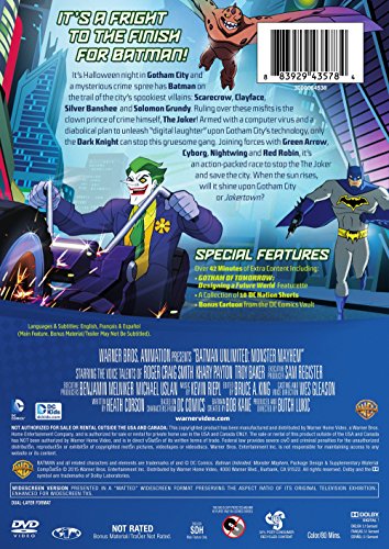 Back of the DVD with the hero, a villain on a motorbike and special features