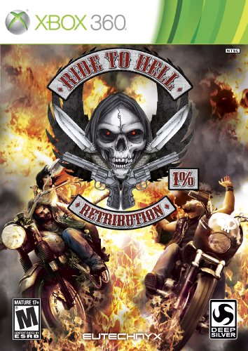 Xbox 360 game cover with a winged skull, knives and bikers riding through fire