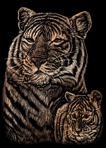 ROYAL BRUSH COPMIN-102 Mini Copper Foil Engraving Art Kit, 5 by 7-Inch, Tiger and Cub