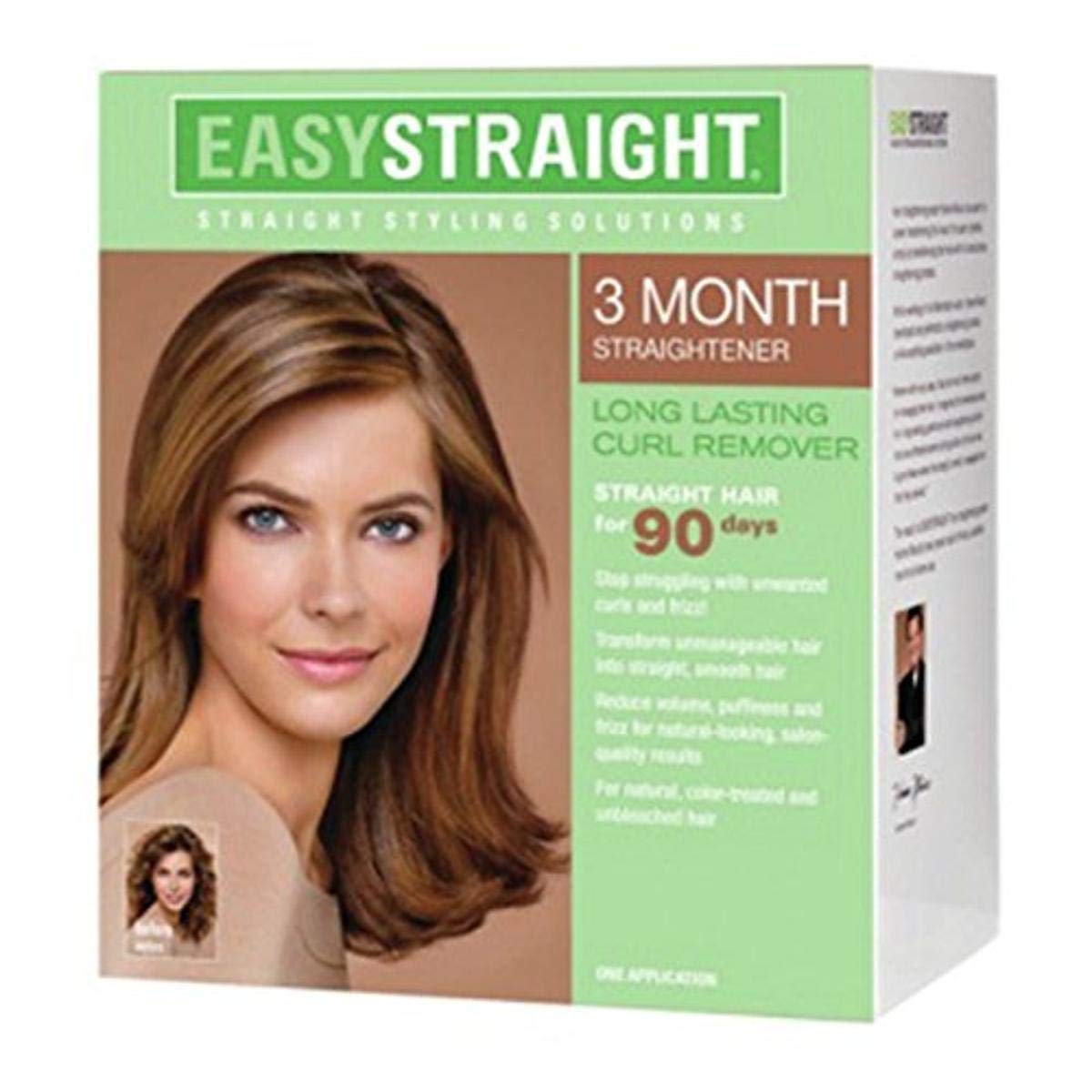 Easy Straight 3 Month Straightener box with a woman with smooth straight brown hair