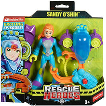 Load image into Gallery viewer, Fisher-Price Rescue Heroes Sandy O&#39;Shin, 6-Inch Figure with Accessories, Multicolor
