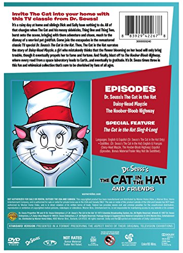 Back of the cartoon DVD listing three episodes and a sing-along