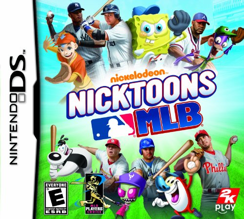 DS game cover with SpongeBob and cartoon characters alongside baseball players