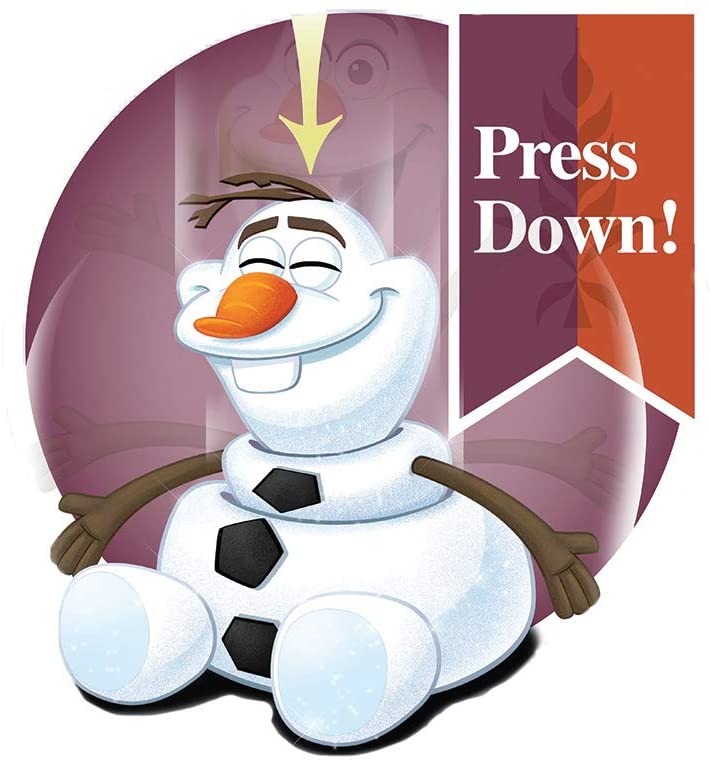 Illustration of Olaf squashed down with an arrow and a Press Down banner