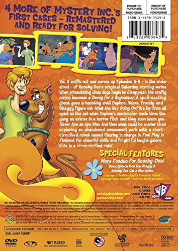 Back of the cartoon DVD with episode details and the mystery gang