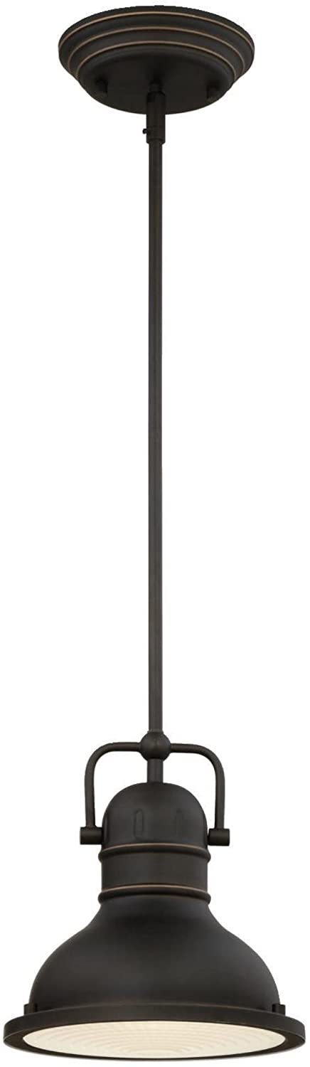 Westinghouse Lighting, Oil Rubbed Bronze 63086B Boswell One-Light LED Indoor Mini Pendant, Finish with Highlights and Frosted Prismatic Lens