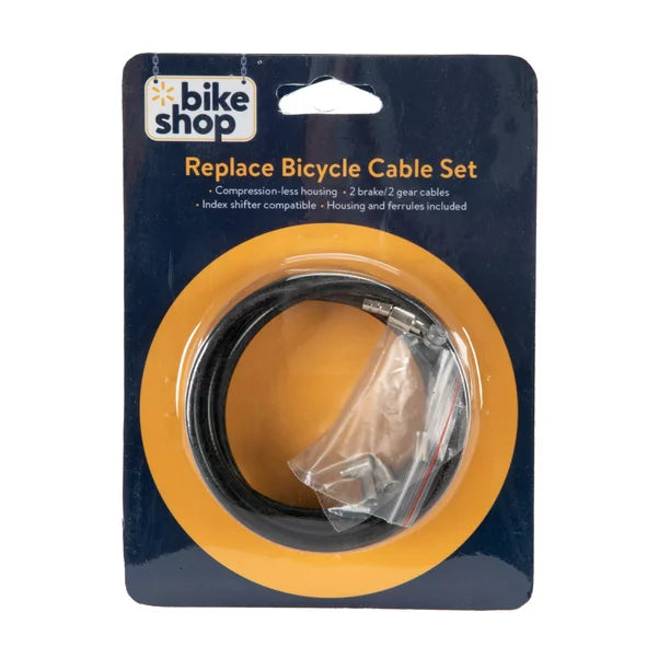 Bike Shop bicycle cable set pack, 2 brake and 2 gear cables with housing