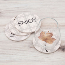 Load image into Gallery viewer, Way to Celebrate Round Drink Coasters, Ceramic, Leaves, 4-Pack, Multi-Color
