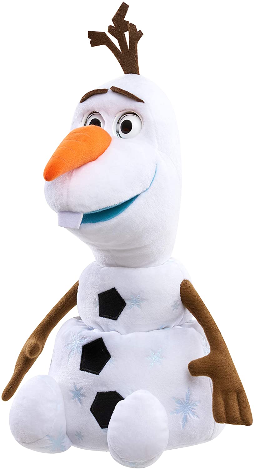 Olaf Spring and Surprise plush toy seen from the side, head raised