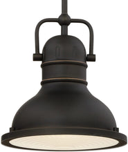 Load image into Gallery viewer, Westinghouse Lighting, Oil Rubbed Bronze 63086B Boswell One-Light LED Indoor Mini Pendant, Finish with Highlights and Frosted Prismatic Lens
