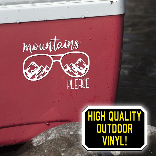 White mountains please sunglasses decal on a red cooler