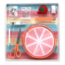 Load image into Gallery viewer, Gwen Studios Beginners and Travel Sewing Kit, Tangerine Zipper Pouch, 31Pc
