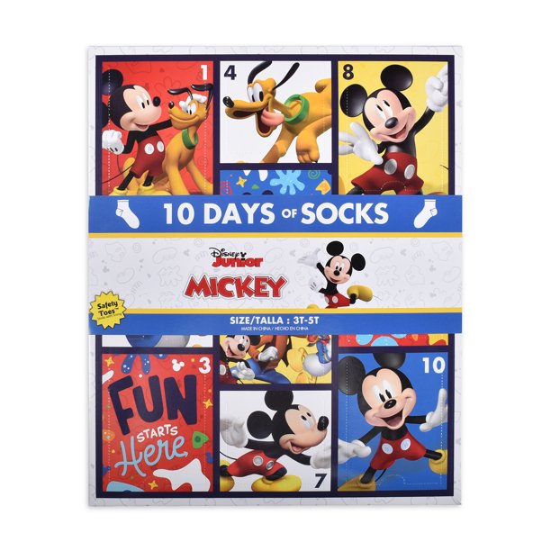 Mickey Mouse Toddler 10 Days of Socks, 10-Pack, Sizes 2T-5T