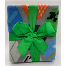 Load image into Gallery viewer, MINECRAFT Blocks Plush Throw Blanket Gray 40x50
