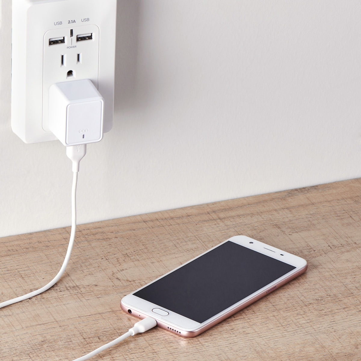 Onn 2.4 Amp Wall Charger with Micro USB Syn, White