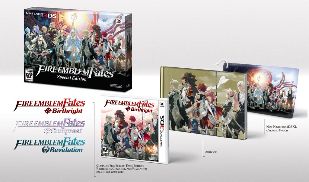 Fire Emblem Fates Special Edition box for 3DS with game, artbook and 3DS XL pouch