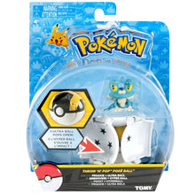 Load image into Gallery viewer, Tomy Pokemon Throw &#39;N&#39; Pop Froakie and Ultra Ball Figure Set

