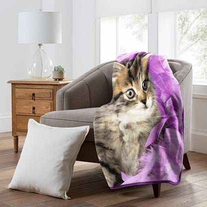 American Heritage Collection Wilderness Throw, 50" x 60", Kittens & Feathers